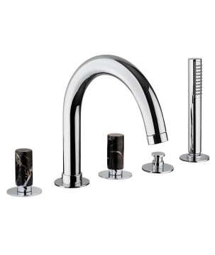 Fratelli Frattini 12029ANP batteria per bordo vasca con bocca deviatore e doccia estraibile serie PEPE M STYLE