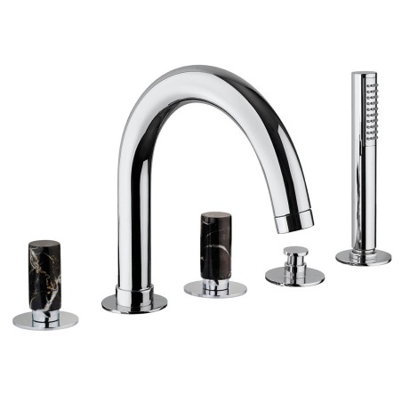 Fratelli Frattini 12029ANP batteria per bordo vasca con bocca deviatore e doccia estraibile serie PEPE M STYLE