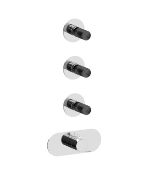 Fratelli Frattini 12760V3NP parte esterna visibile incasso termostatico collettore 3 vie serie PEPE M STYLE