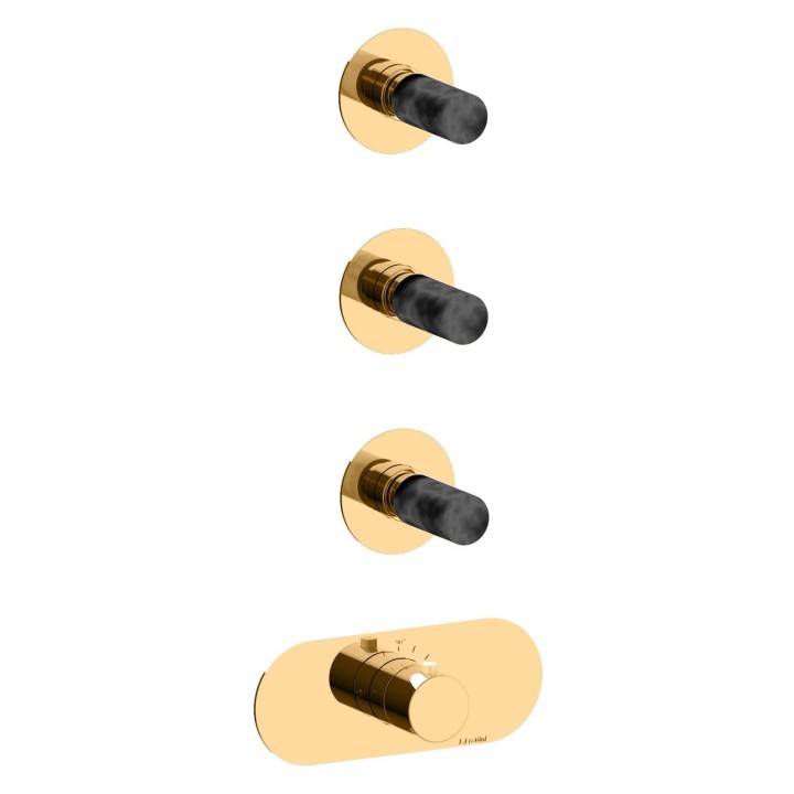 Fratelli Frattini 12760V3NP parte esterna visibile incasso termostatico collettore 3 vie serie PEPE M STYLE Fratelli Frattini 12760V3NP parte esterna visibile incasso termostatico collettore 3 vie serie PEPE M STYLE