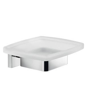 Gedy A011 portasapone da parete con contenitore in vetro satinato serie ELBA