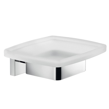 Gedy A011 portasapone da parete con contenitore in vetro satinato serie ELBA