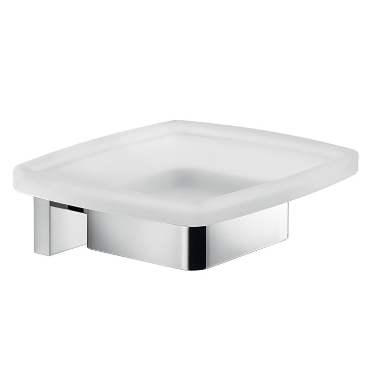 Gedy A011 portasapone da parete con contenitore in vetro satinato serie ELBA