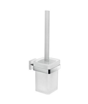 Gedy A033-03 scopino da parete con ciuffo in setole bianco e tazza in vetro satinato serie ELBA