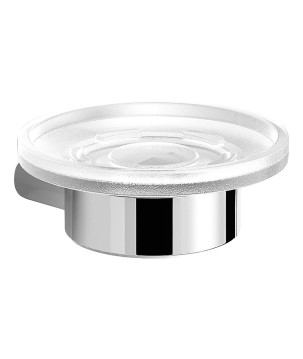 Gedy A111 portasapone da parete con contenitore in vetro satinato serie AZZORRE