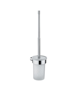 Gedy A133-03 scopino da muro con manico telescopico ciuffo in setole nero e tazza in vetro satinato da parete serie AZZORRE