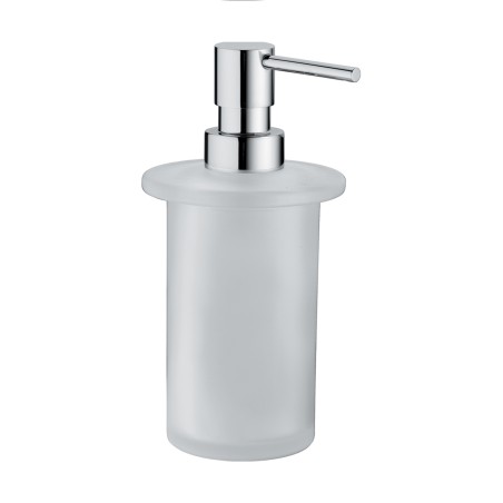 Gedy A155 dosasapone da appoggio con contenitore in vetro satinato per portasalviette attrezzabile A147 con erogatore in ottone cromato serie AZZORRE