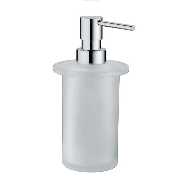 Gedy A155 dosasapone da appoggio con contenitore in vetro satinato per portasalviette attrezzabile A147 con erogatore in ottone cromato serie AZZORRE