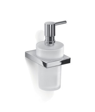 Gedy A381 dosasapone da parete con contenitore in vetro satinato ed erogatore in acciaio inox AISI 304 serie LANZAROTE