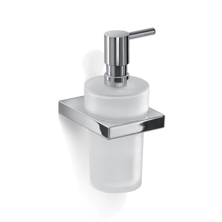 Gedy A381 dosasapone da parete con contenitore in vetro satinato ed erogatore in acciaio inox AISI 304 serie LANZAROTE