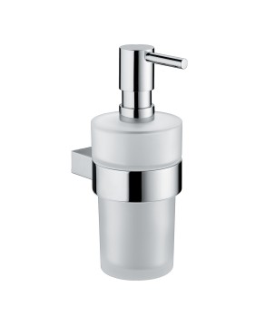 Gedy A281 dosasapone da parete con contenitore in vetro satinato ed erogatore in acciaio inox serie CANARIE