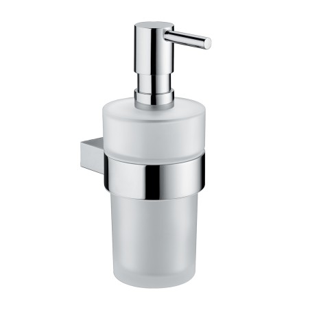 Gedy A281 dosasapone da parete con contenitore in vetro satinato ed erogatore in acciaio inox serie CANARIE