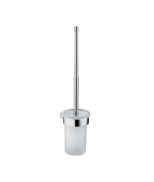 Gedy A233-03 scopino da parete con manico telescopico ciuffo in setole bianco e tazza in vetro satinato serie CANARIE