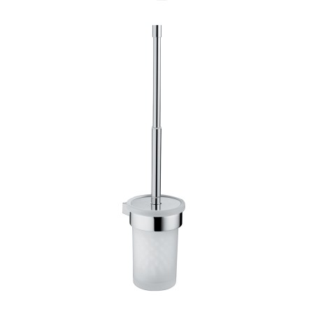 Gedy A233-03 scopino da parete con manico telescopico ciuffo in setole bianco e tazza in vetro satinato serie CANARIE