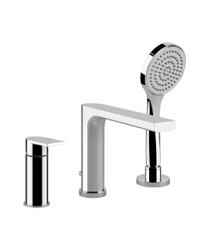 Gessi 38634 gruppo bordo vasca 3 fori con bocca di erogazione deviatore flessibile e doccetta anticalcare linea EMPORIO VIA MANZONI