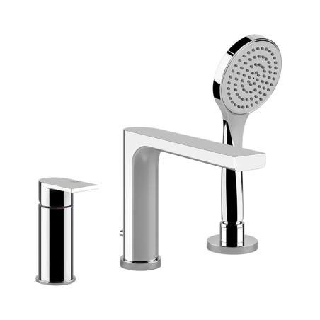 Gessi 38634 gruppo bordo vasca 3 fori con bocca di erogazione deviatore flessibile e doccetta anticalcare linea EMPORIO VIA MANZONI