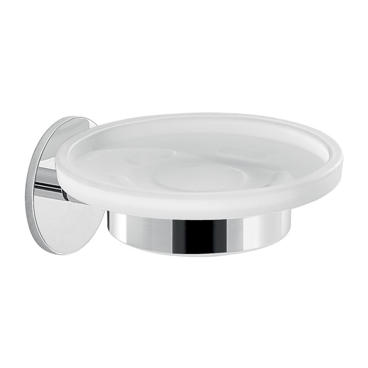Gedy 3611 portasapone da parete con contenitore in vetro satinato serie GEA