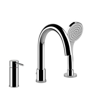 Gessi 18637 gruppo bordo vasca 3 fori con bocca di erogazione deviatore flessibile e doccetta anticalcare linea EMPORIO VIA TORTONA
