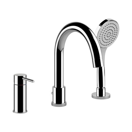 Gessi 18637 gruppo bordo vasca 3 fori con bocca di erogazione deviatore flessibile e doccetta anticalcare linea EMPORIO VIA TORTONA