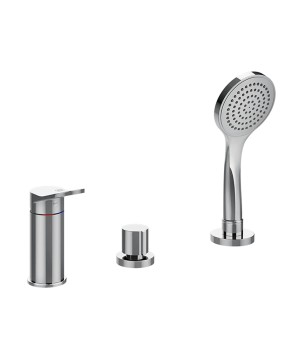 Gessi 56043 gruppo bordo vasca tre fori con doccetta e deviatore linea EMPORIO VIA MERAVIGLI