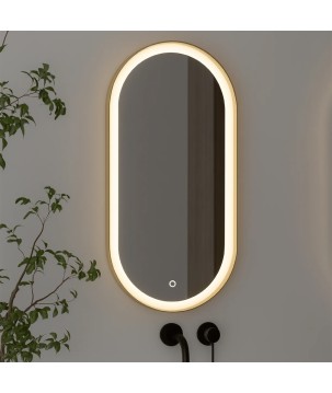 Oceano IRR5010H specchio ovale 50x100 cm cornice oro spazzolato con illuminazione frontale linea ETEREA