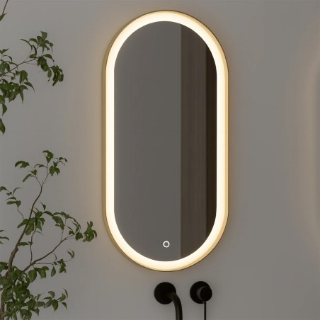 Oceano IRR5010H specchio ovale 50x100 cm cornice oro spazzolato con illuminazione frontale linea ETEREA