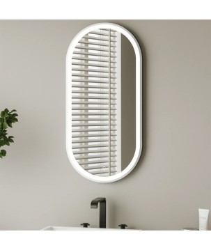 Oceano IRR5010I specchio ovale 50x100 cm cornice in acciaio spazzolato con illuminazione interna linea ETEREA