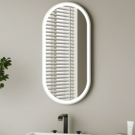 Oceano IRR5010I specchio ovale 50x100 cm cornice in acciaio spazzolato con illuminazione interna linea ETEREA