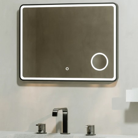 Oceano RFMF1060A specchio rettangolare 100x60 cm cornice nero opaco illuminazione interna linea ETEREA