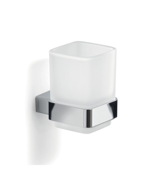 Gedy 5410 portaspazzolini con contenitore in vetro satinato da parete serie LOUNGE