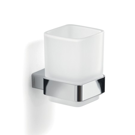 Gedy 5410 portaspazzolini con contenitore in vetro satinato da parete serie LOUNGE