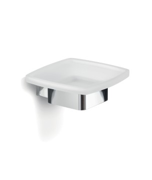 Gedy 5411 portasapone con contenitore in vetro satinato da parete serie LOUNGE
