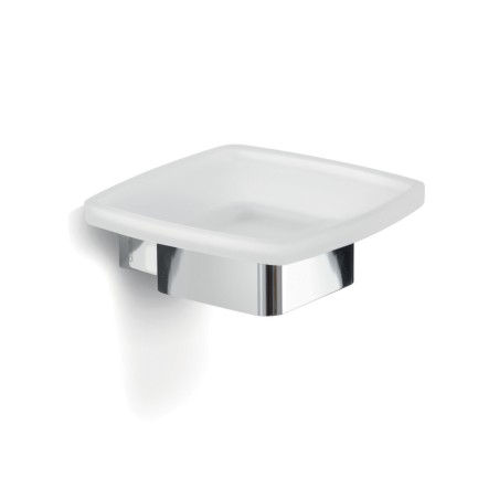 Gedy 5411 portasapone con contenitore in vetro satinato da parete serie LOUNGE