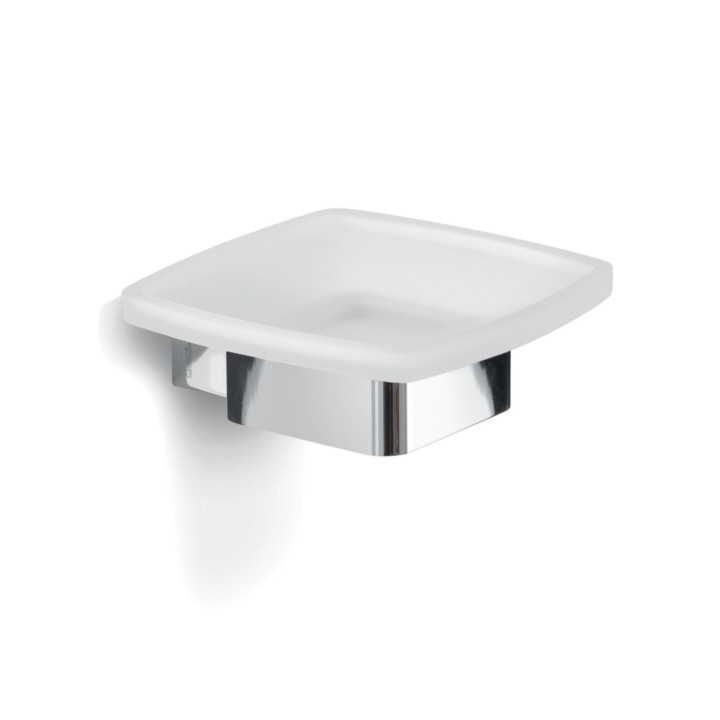 Gedy 5411 portasapone con contenitore in vetro satinato da parete serie LOUNGE