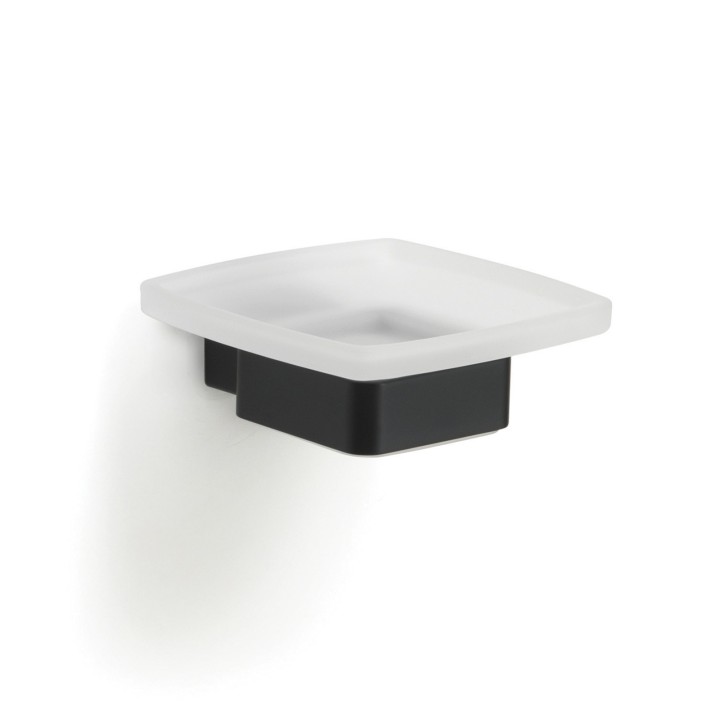 Gedy 5411 portasapone con contenitore in vetro satinato da parete serie LOUNGE