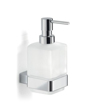 Gedy 5481 dosasapone da parete con contenitore in vetro satinato ed erogatore in ottone serie LOUNGE