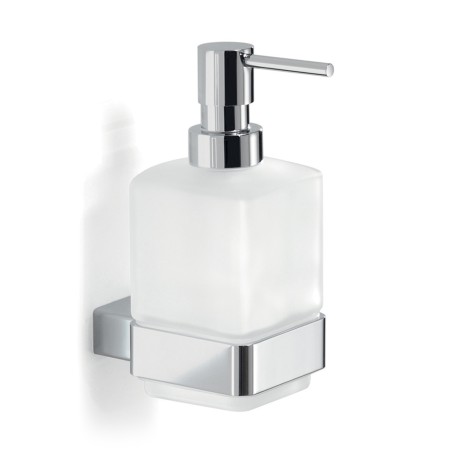 Gedy 5481 dosasapone da parete con contenitore in vetro satinato ed erogatore in ottone serie LOUNGE