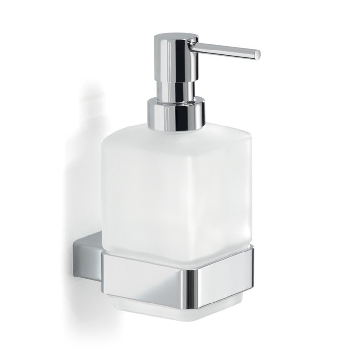 Gedy 5481 dosasapone da parete con contenitore in vetro satinato ed erogatore in ottone serie LOUNGE