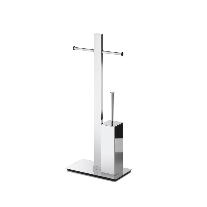 Gedy 7632 piantana da appoggio con portarotolo doppio e scopino con ciuffo in setole bianco e tazza interna estraibile serie BRIDGE Gedy 7632 piantana da appoggio con portarotolo doppio e scopino con ciuffo in setole bianco e tazza interna estraibile serie BRIDGE