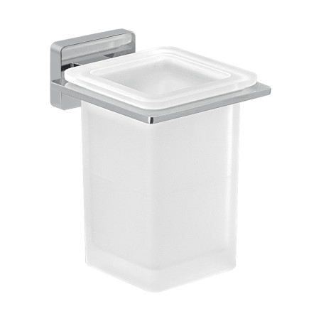 Gedy 4410 portaspazzolini da parete con contenitore in vetro satinato serie ATENA