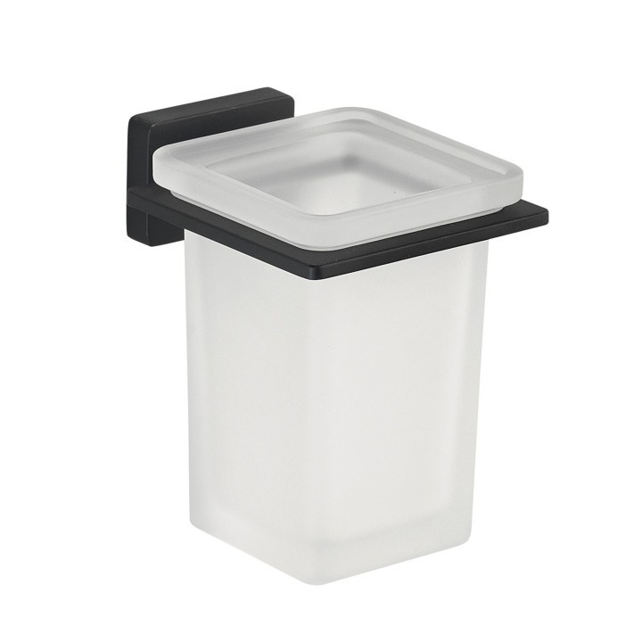 Gedy 4410 portaspazzolini da parete con contenitore in vetro satinato serie ATENA
