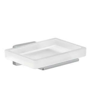 Gedy 4411 portasapone da parete con contenitore in vetro satinato serie ATENA