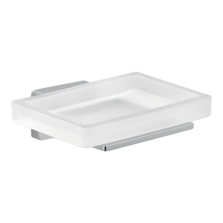 Gedy 4411 portasapone da parete con contenitore in vetro satinato serie ATENA