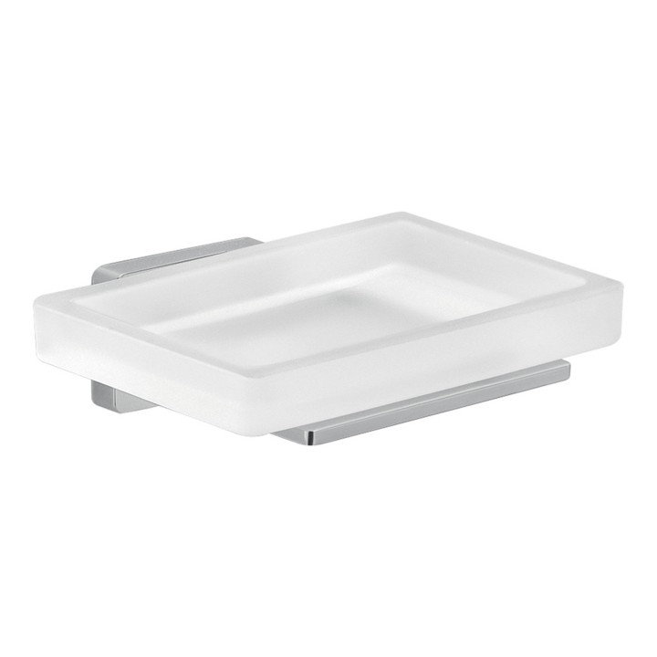 Gedy 4411 portasapone da parete con contenitore in vetro satinato serie ATENA