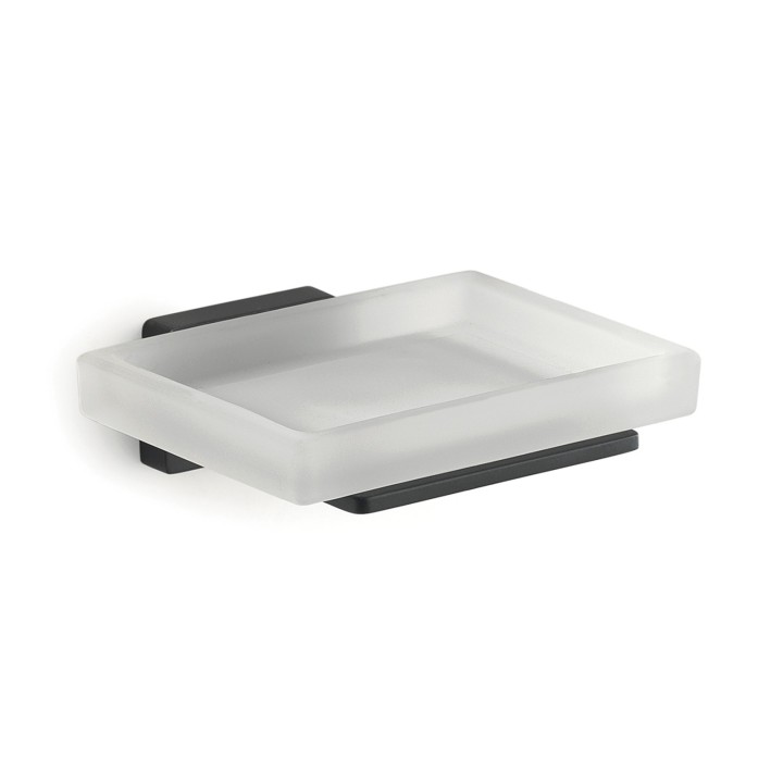 Gedy 4411 portasapone da parete con contenitore in vetro satinato serie ATENA