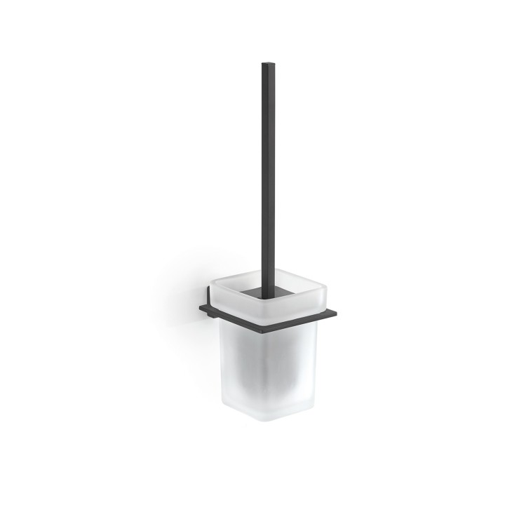 Gedy 4433-03 scopino da parete con ciuffo in setole nero e tazza interna estraibile serie ATENA