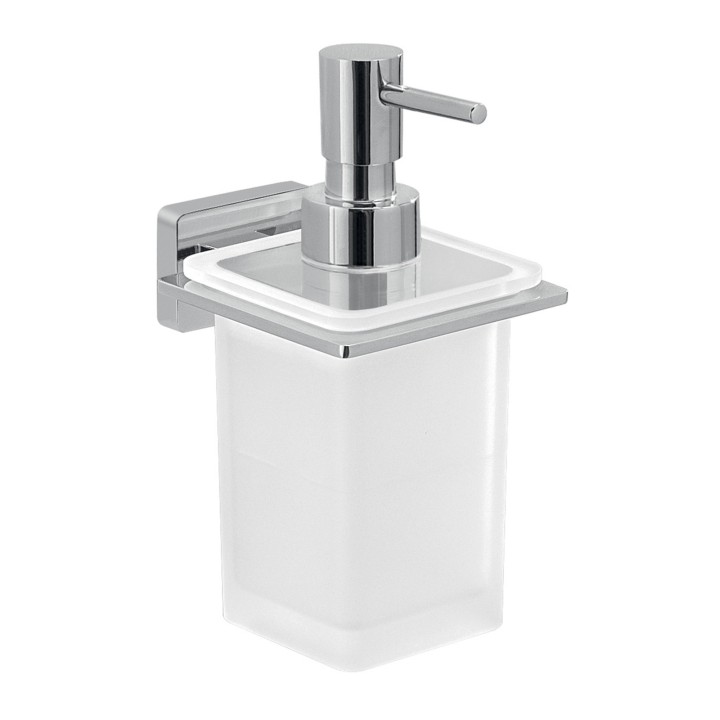 Gedy 4481 dosasapone da parete con contenitore in vetro satinato ed erogatore in cromall serie ATENA