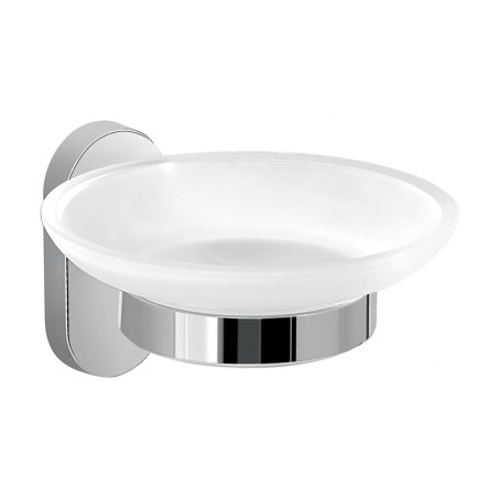 Gedy 5311 portasapone da parete con contenitore in vetro satinato serie FEBO