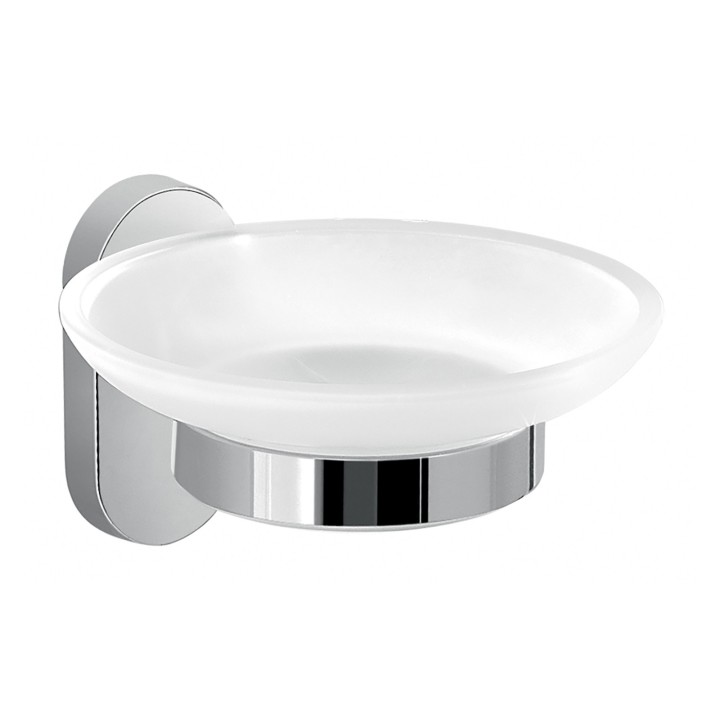 Gedy 5311 portasapone da parete con contenitore in vetro satinato serie FEBO