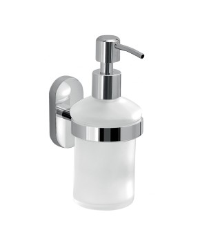 Gedy 5381 dosasapone da parete con contenitore in vetro satinato ed erogatore in acciaio cromato serie FEBO